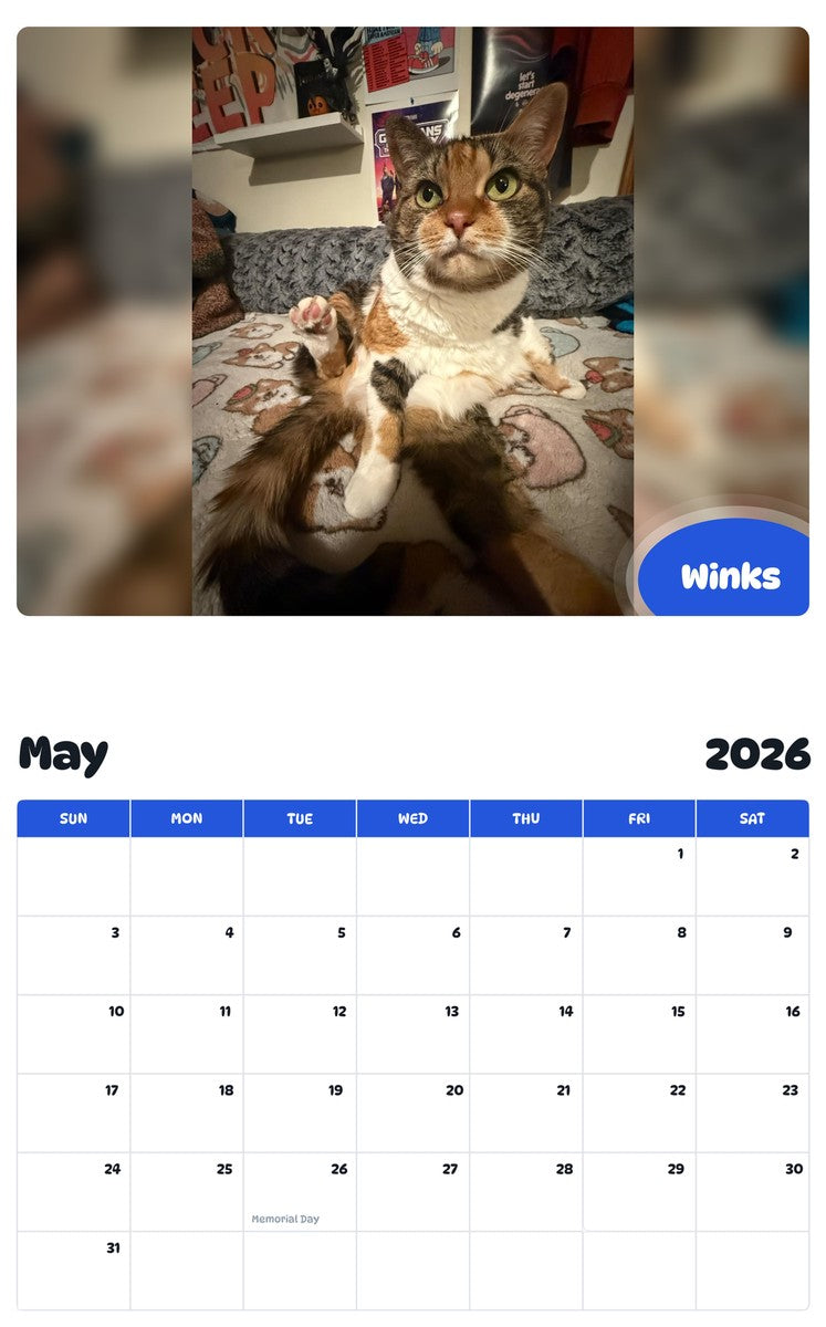 2026 - 2027 Winks - Pawidols Pet Calendar