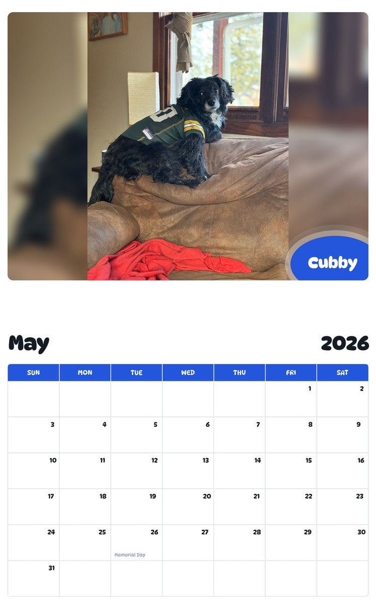 2026 - 2027 Cubby - Pawidols Pet Calendar