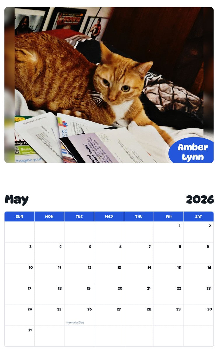 2026 - 2027 Amber Lynn - Pawidols Pet Calendar