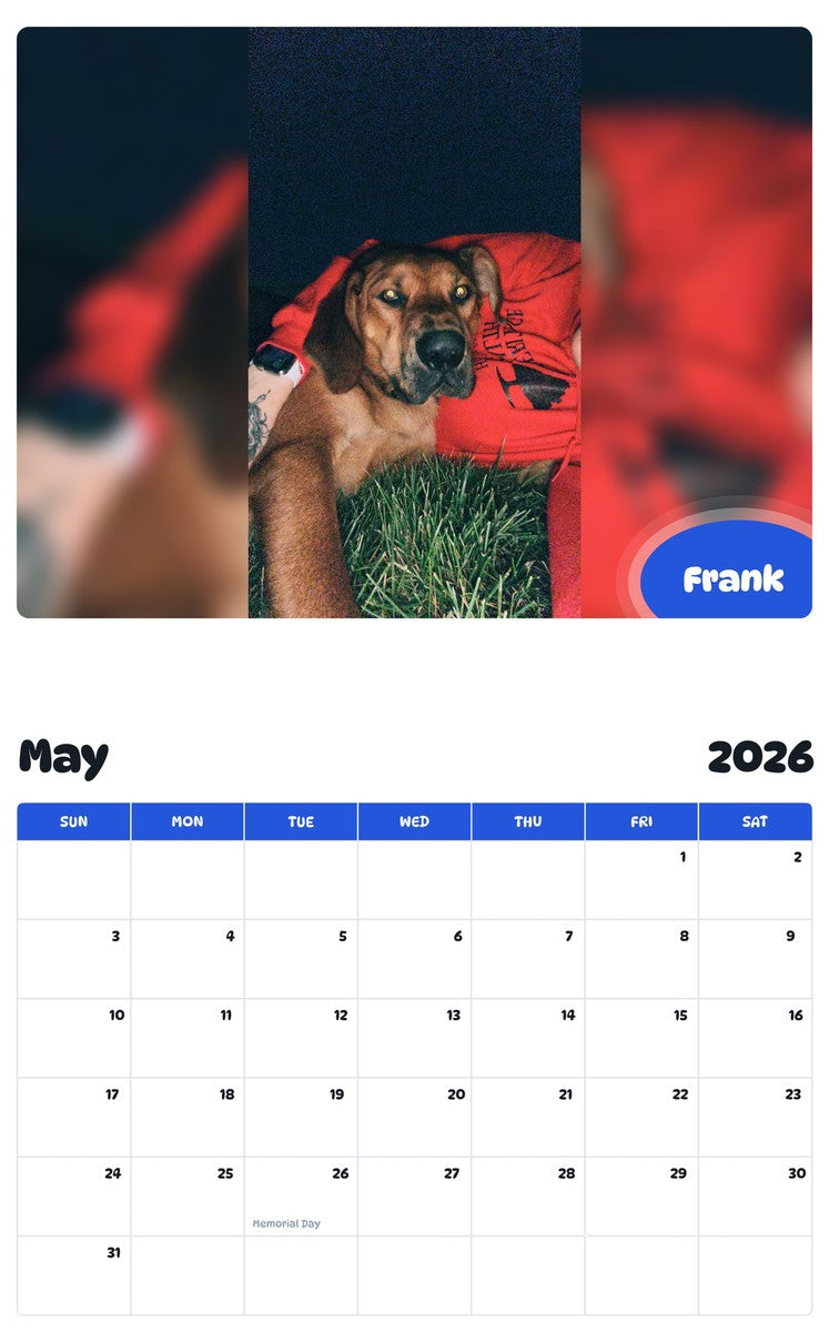 2026 - 2027 Frank - Pawidols Pet Calendar