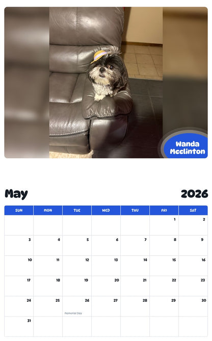 2026 - 2027 Wanda Mcclinton - Pawidols Pet Calendar