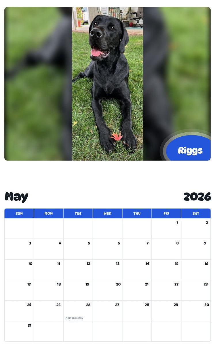 2026 - 2027 Riggs - Pawidols Pet Calendar