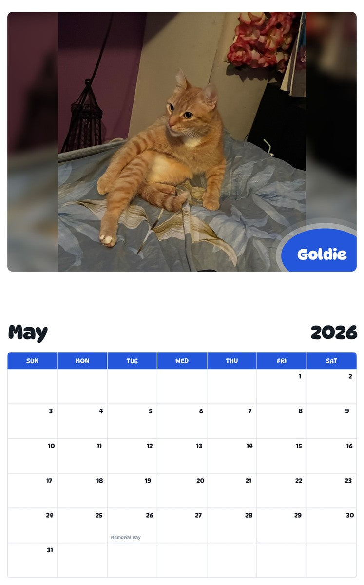 2026 - 2027 Goldie - Pawidols Pet Calendar