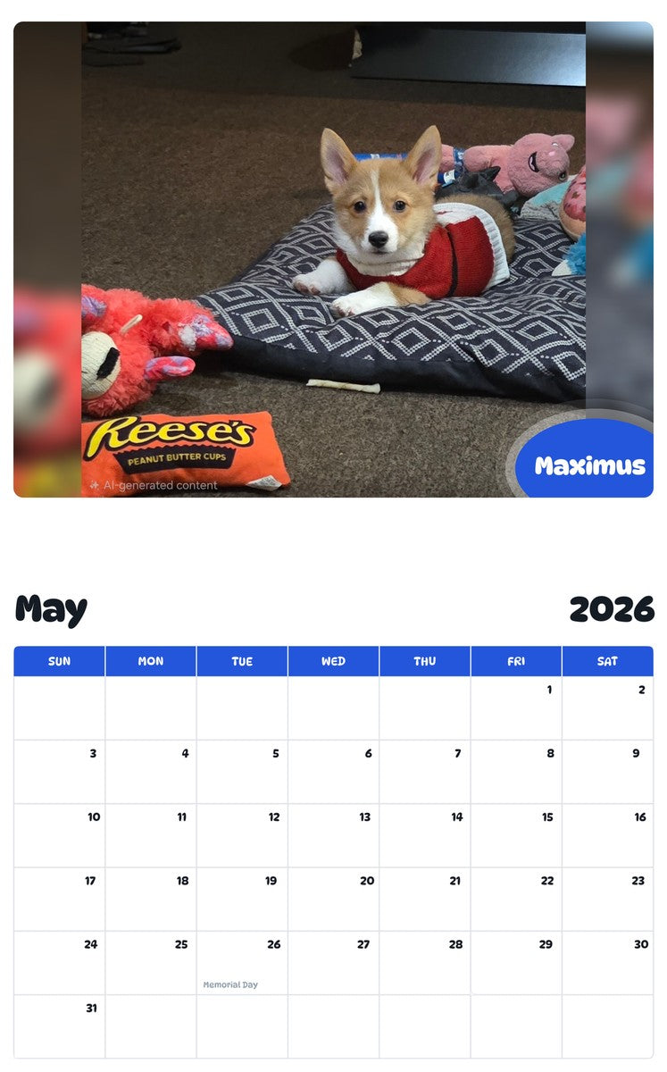 2026 - 2027 Maximus - Pawidols Pet Calendar