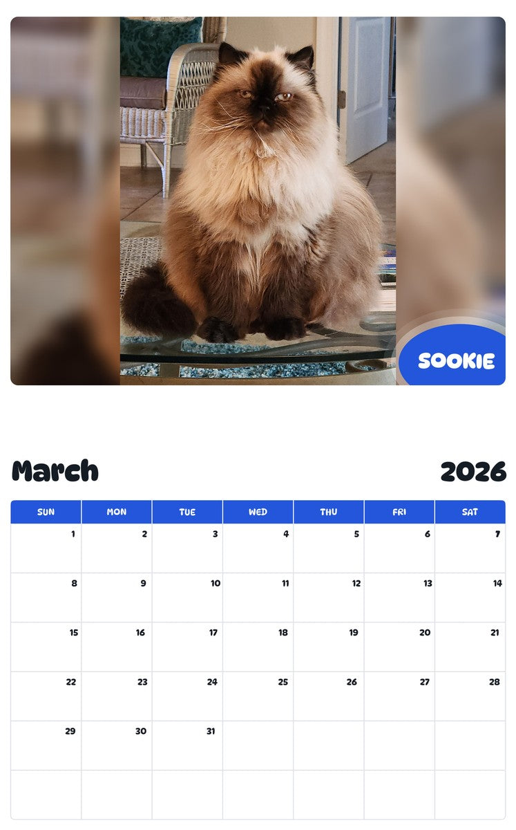November 2025 - October 2026 SOOKIE - Pawidols Pet Calendar