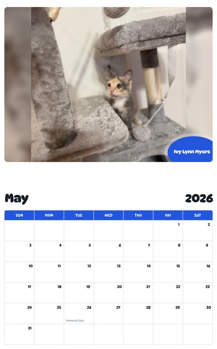 2026 - 2027 Ivy Lynn Myers - Pawidols Pet Calendar