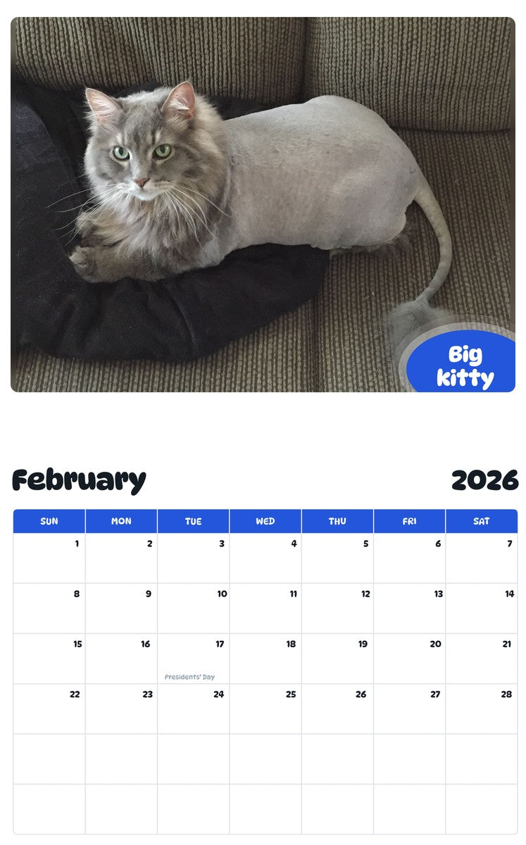 October 2025 - September 2026 Big kitty - Pawidols Pet Calendar