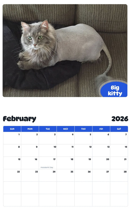 October 2025 - September 2026 Big kitty - Pawidols Pet Calendar