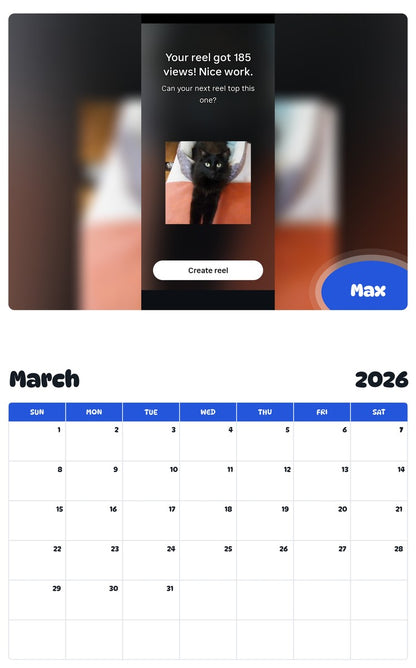 November 2025 - October 2026 Max - Pawidols Pet Calendar
