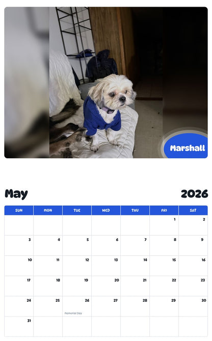 2026 - 2027 Marshall - Pawidols Pet Calendar