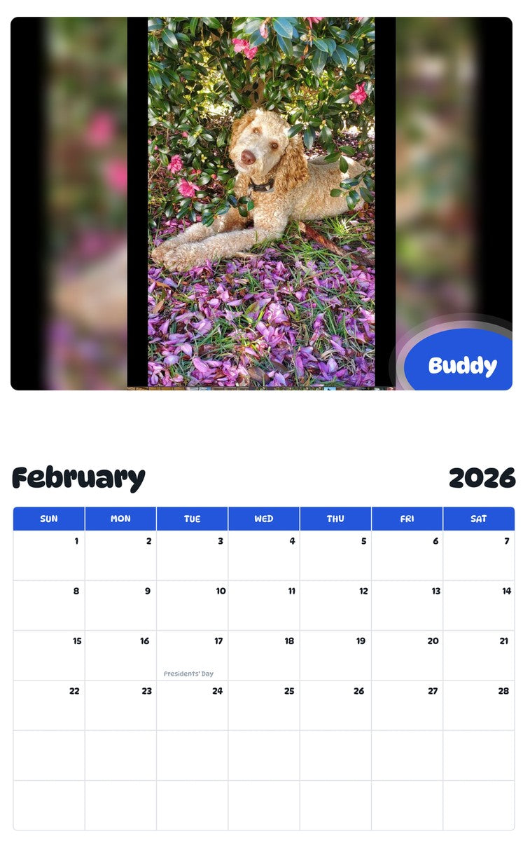 October 2025 - September 2026 Buddy - Pawidols Pet Calendar
