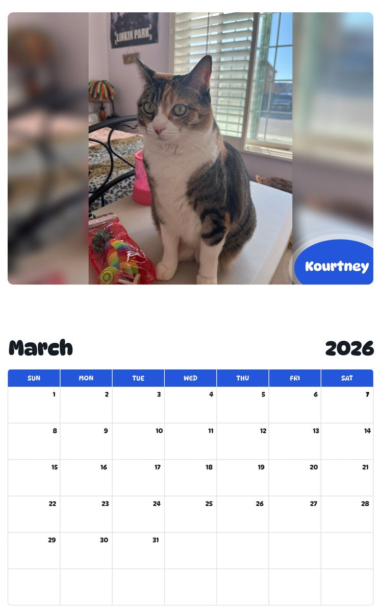November 2025 - October 2026 Kourtney - Pawidols Pet Calendar