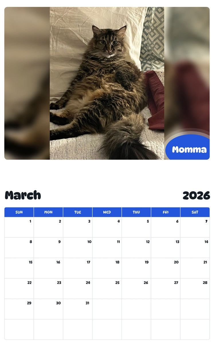 November 2025 - October 2026 Momma - Pawidols Pet Calendar