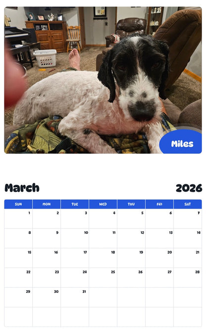November 2025 - October 2026 Miles - Pawidols Pet Calendar