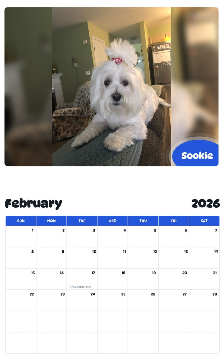 October 2025 - September 2026 Sookie - Pawidols Pet Calendar