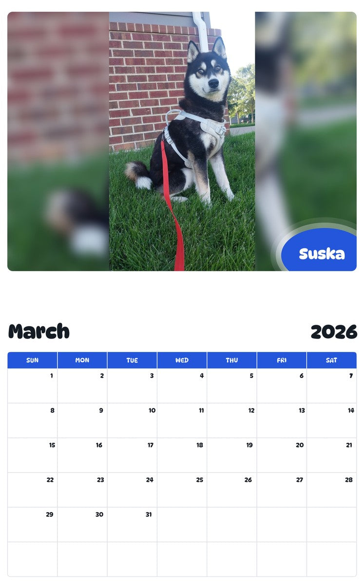 November 2025 - October 2026 Suska - Pawidols Pet Calendar