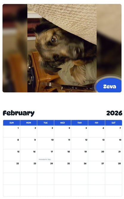 October 2025 - September 2026 Zeva - Pawidols Pet Calendar