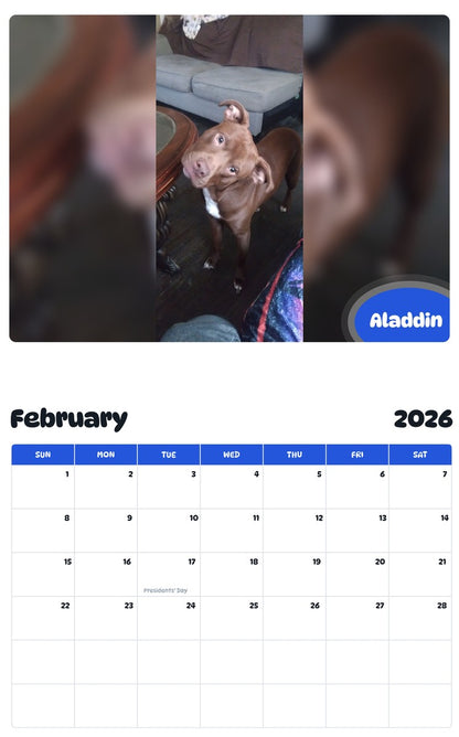 October 2025 - September 2026 Aladdin - Pawidols Pet Calendar