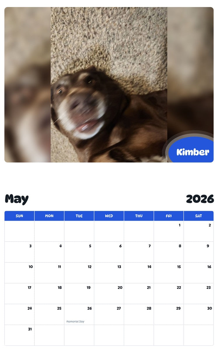 2026 - 2027 Kimber - Pawidols Pet Calendar