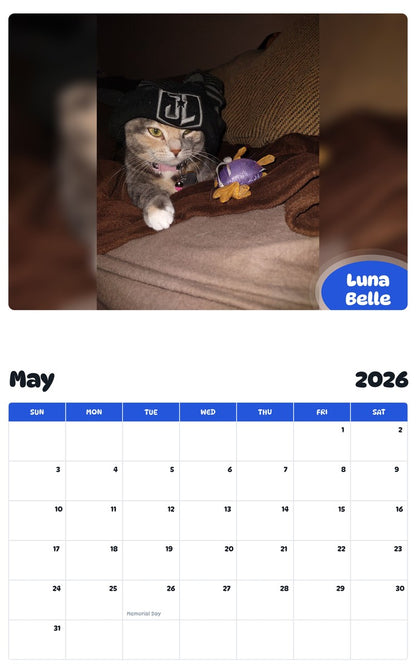 2026 - 2027 Luna Belle - Pawidols Pet Calendar
