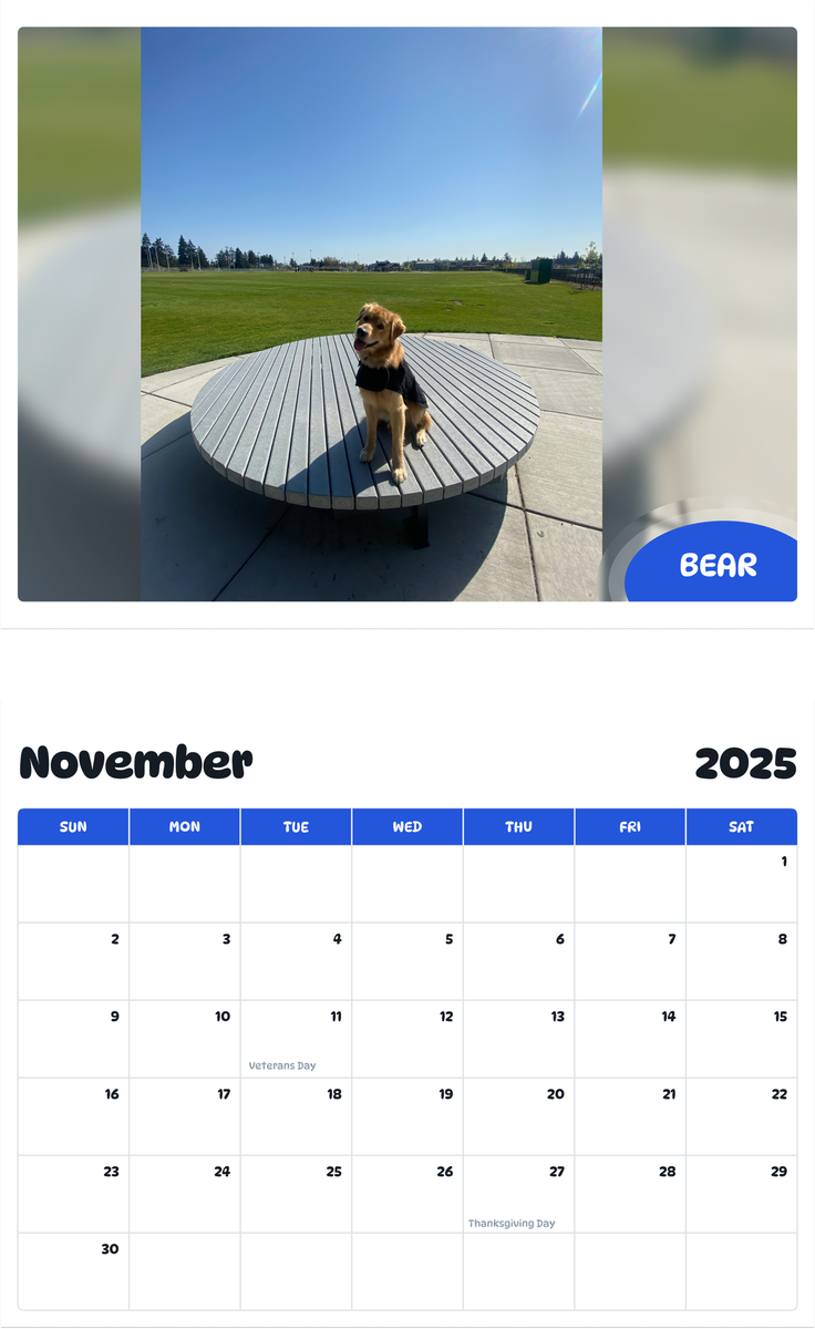 July 2025 - June 2026 NATO Alexander - Pawidols Pet Calendar