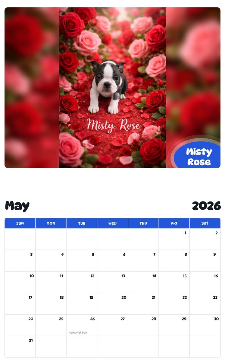 2026 - 2027 Misty Rose - Pawidols Pet Calendar