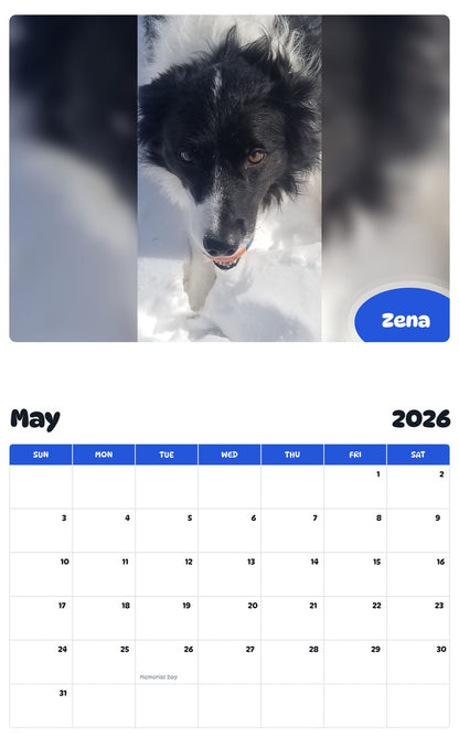2026 - 2027 Zena - Pawidols Pet Calendar