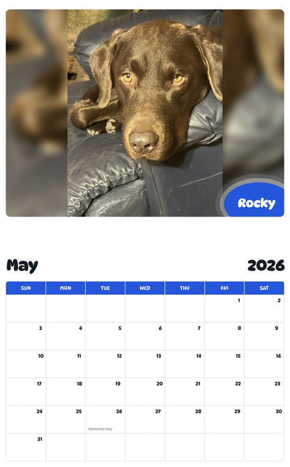 2026 - 2027 Rocky - Pawidols Pet Calendar