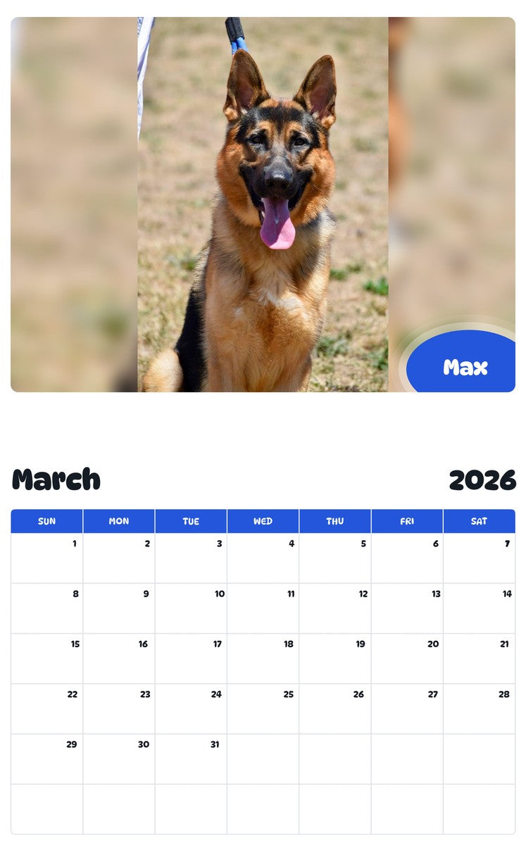 November 2025 - October 2026 Max - Pawidols Pet Calendar