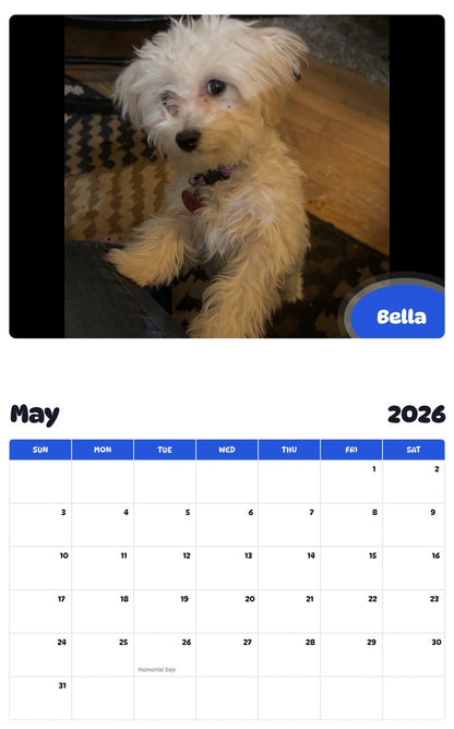 2026 - 2027 Bella - Pawidols Pet Calendar