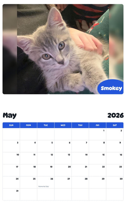2026 - 2027 Smokey - Pawidols Pet Calendar