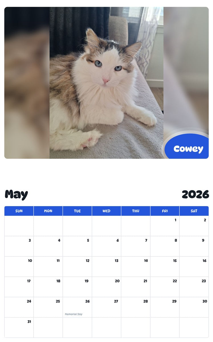 2026 - 2027 Cowey - Pawidols Pet Calendar