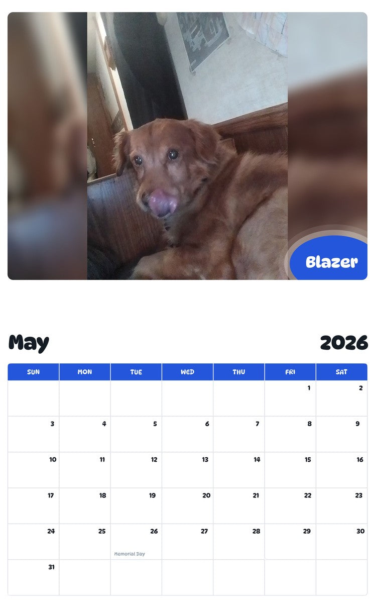 2026 - 2027 Blazer - Pawidols Pet Calendar