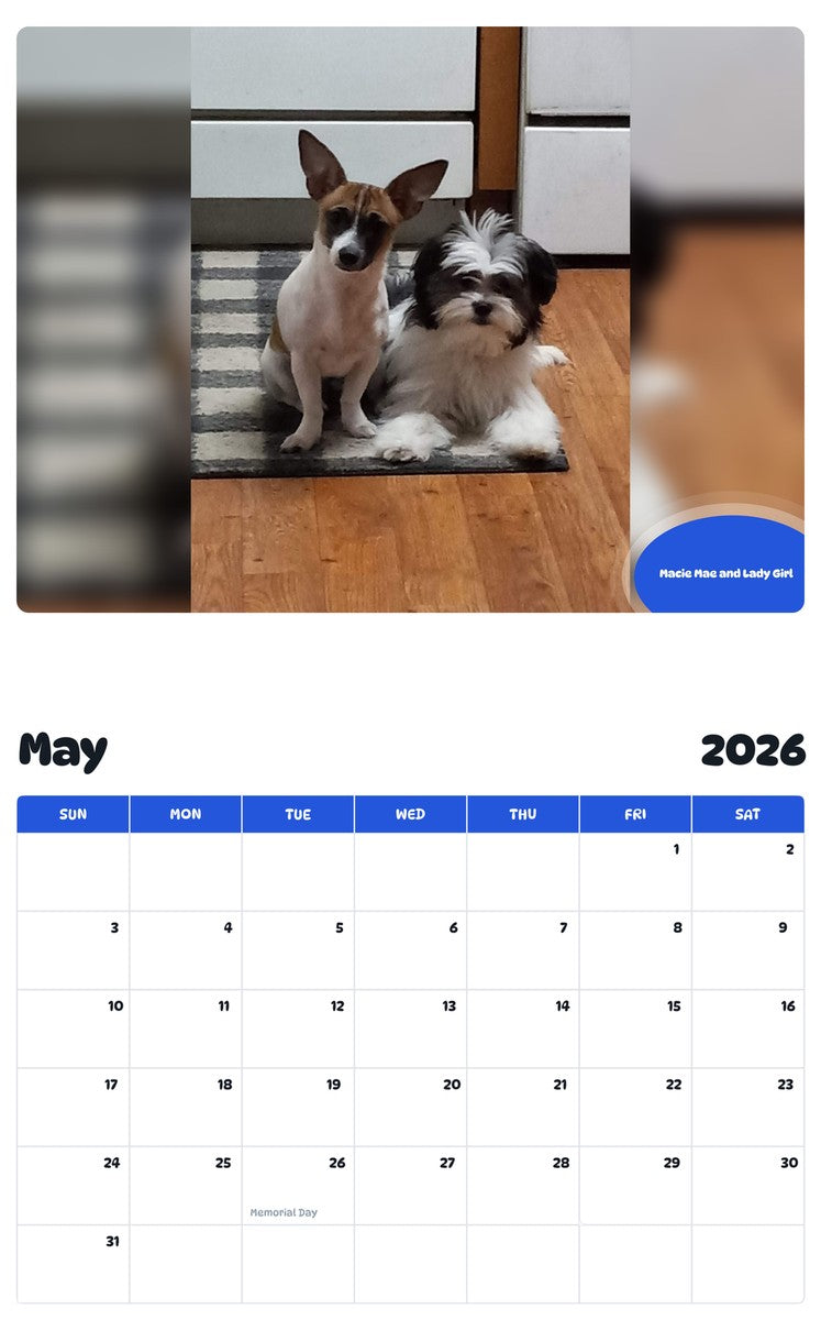 2026 - 2027 Macie Mae and Lady Girl - Pawidols Pet Calendar
