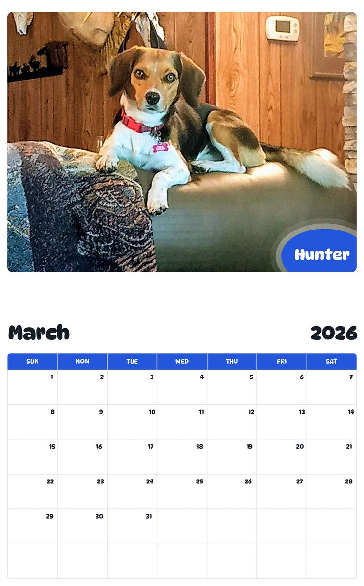 November 2025 - October 2026 Hunter - Pawidols Pet Calendar