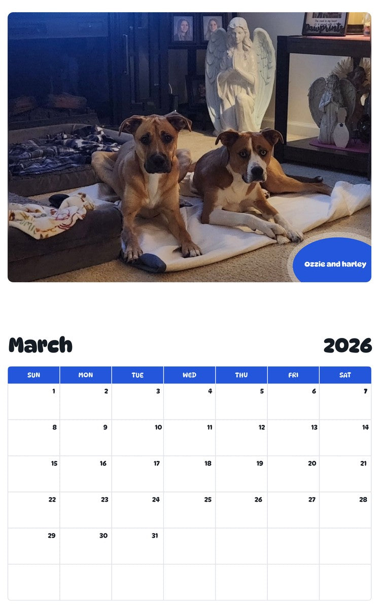 November 2025 - October 2026 Ozzie and harley - Pawidols Pet Calendar