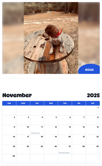 July 2025 - June 2026 Roux - Pawidols Pet Calendar