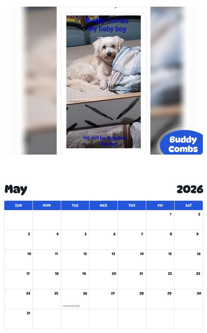 2026 - 2027 Buddy Combs - Pawidols Pet Calendar
