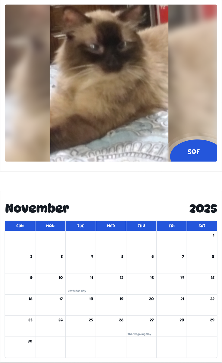 July 2025 - June 2026 Sof - Pawidols Pet Calendar