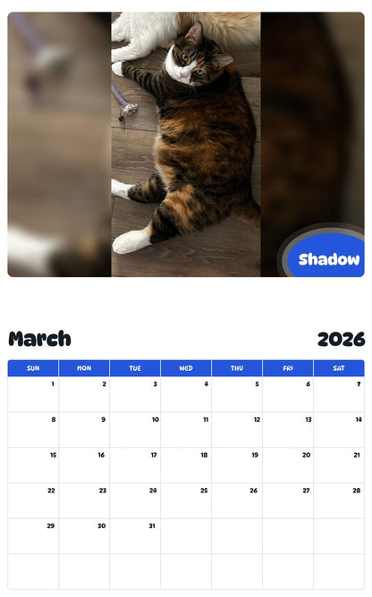November 2025 - October 2026 Shadow - Pawidols Pet Calendar