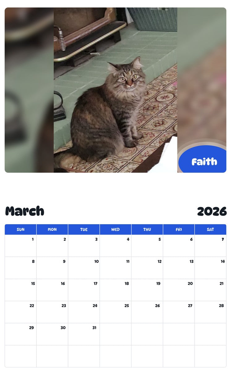 November 2025 - October 2026 Faith - Pawidols Pet Calendar