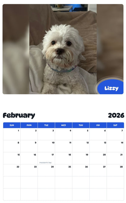 October 2025 - September 2026 Lizzy - Pawidols Pet Calendar
