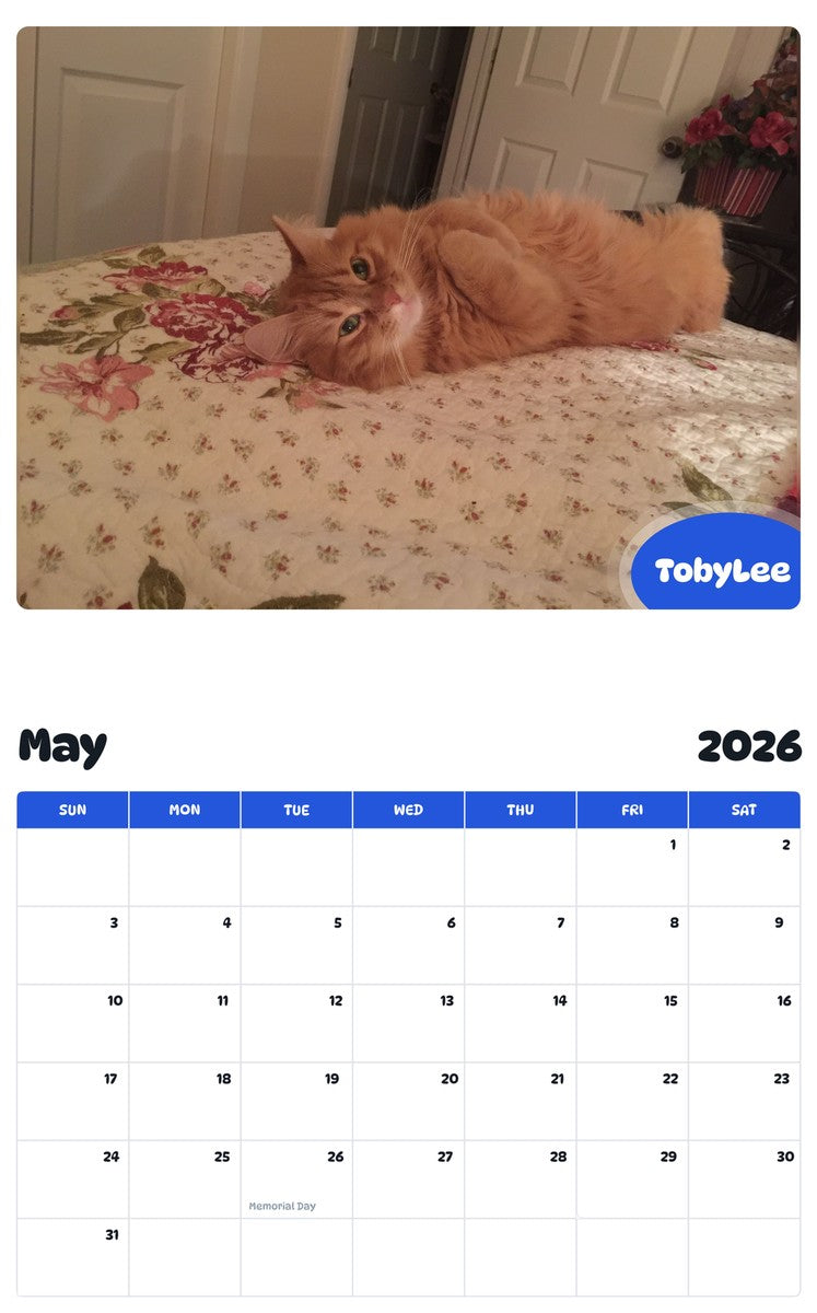 2026 - 2027 TobyLee - Pawidols Pet Calendar