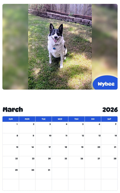 November 2025 - October 2026 Wybee - Pawidols Pet Calendar