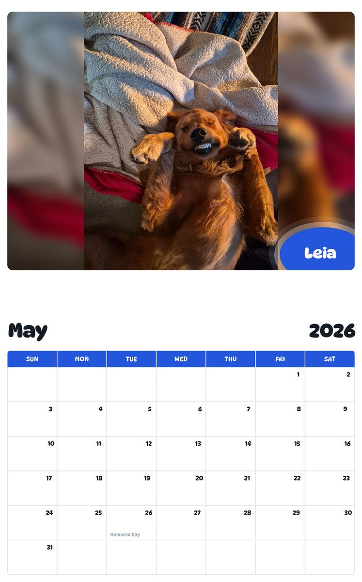 2026 - 2027 Leia - Pawidols Pet Calendar