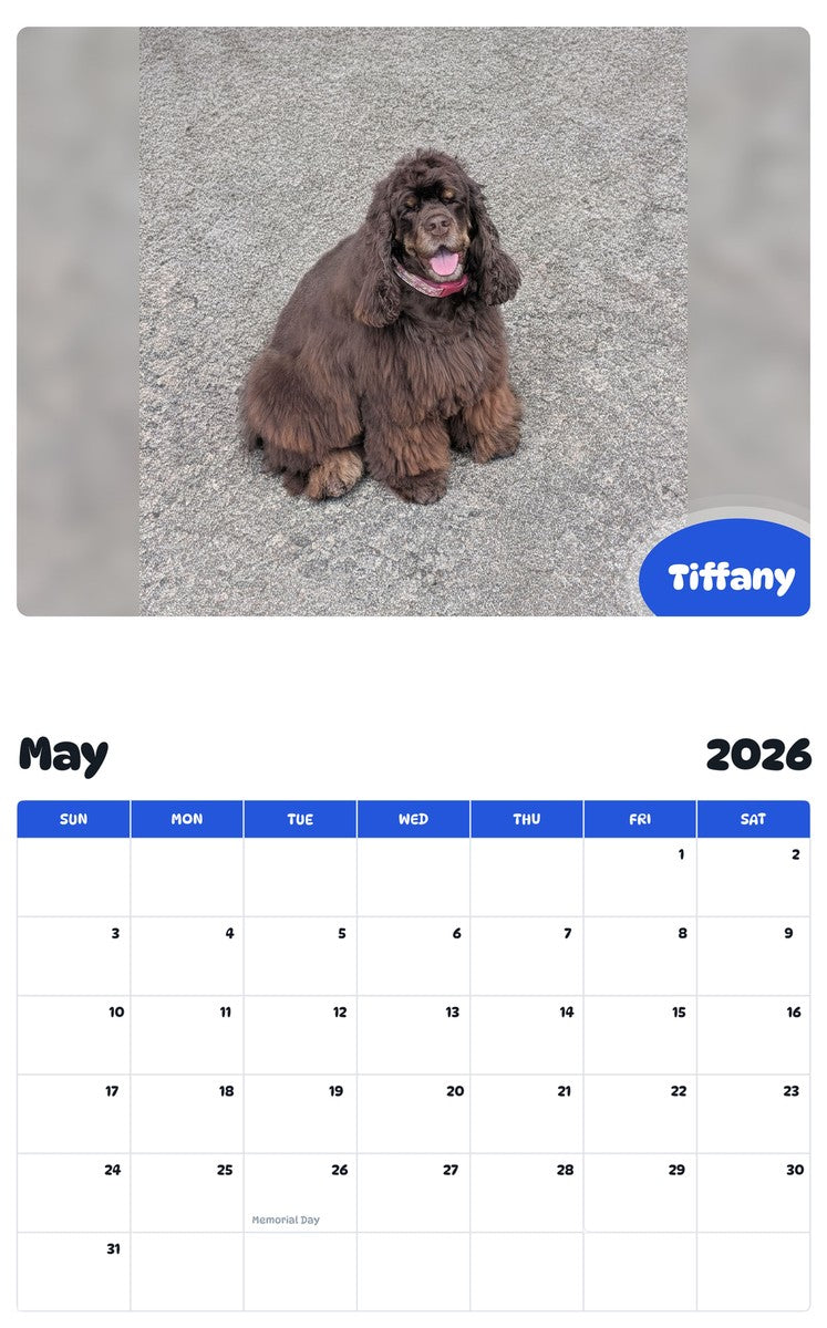 2026 - 2027 Tiffany - Pawidols Pet Calendar