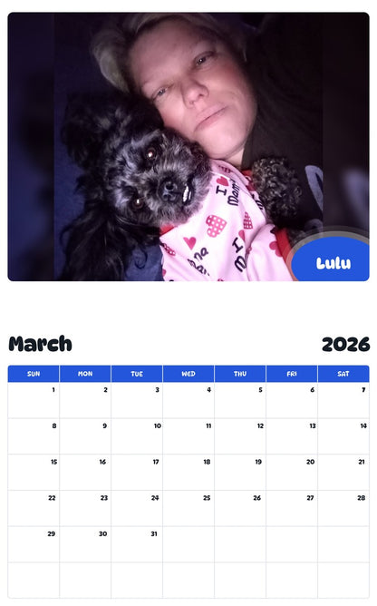 November 2025 - October 2026 Lulu - Pawidols Pet Calendar