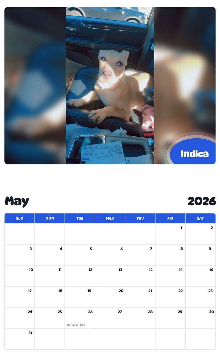 2026 - 2027 Indica - Pawidols Pet Calendar