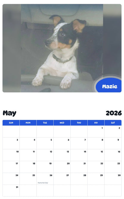 2026 - 2027 Mazie - Pawidols Pet Calendar