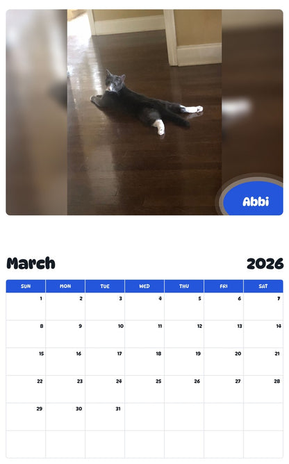 November 2025 - October 2026 Abbi - Pawidols Pet Calendar